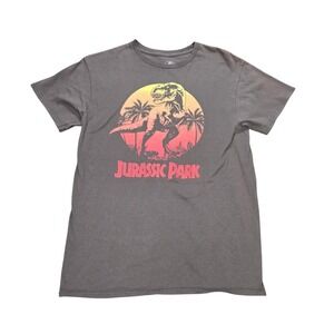 Jurassic World T-Rex Graphic Tee Men's Size M Gray Sunset Jurassic Park Movie